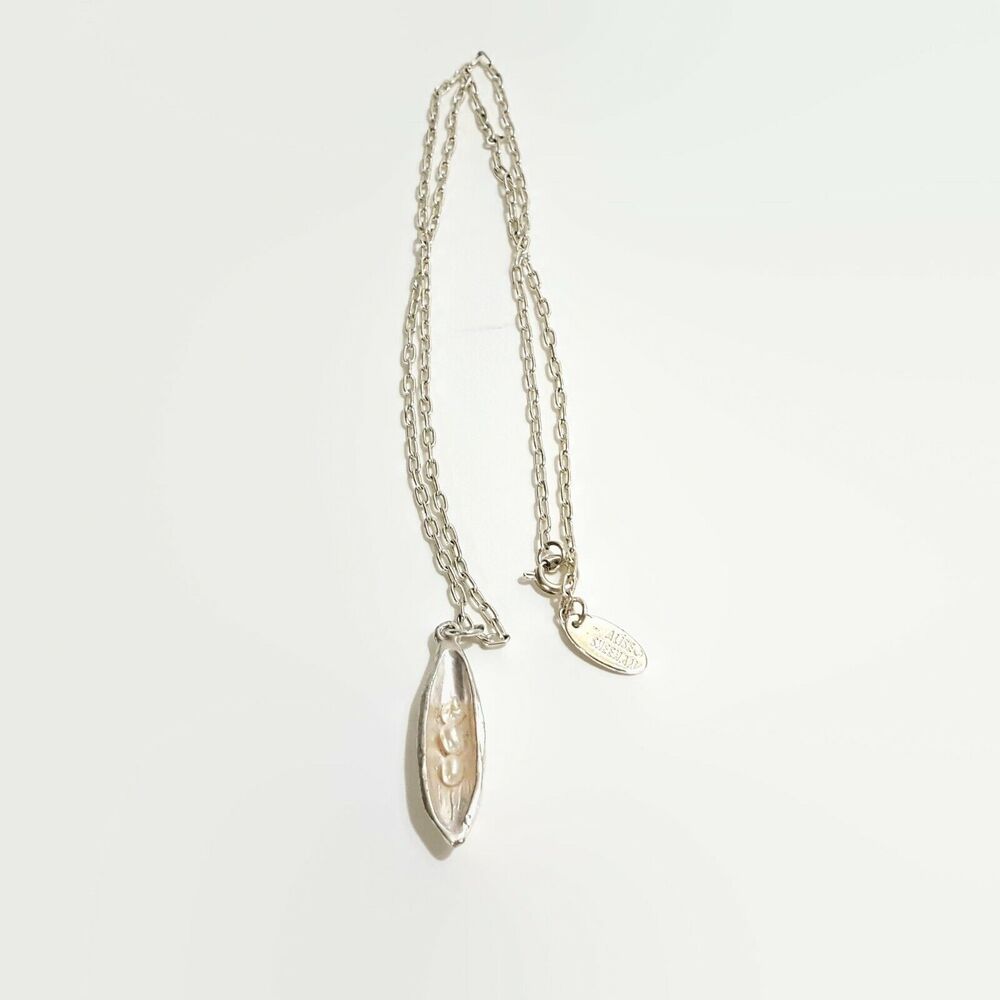 Alise Sheehan Silver Tone Freshwater Pearl Pea Pod Pendant Necklace